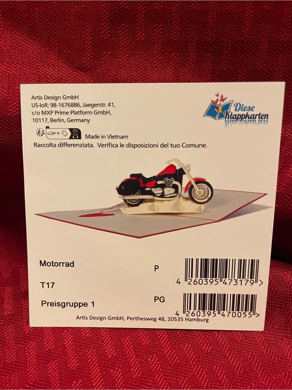 Diese Klappkarten Red Motorcycle Pop-Up Card